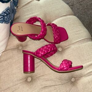 A New Day Pink Braided Heeled Sandals